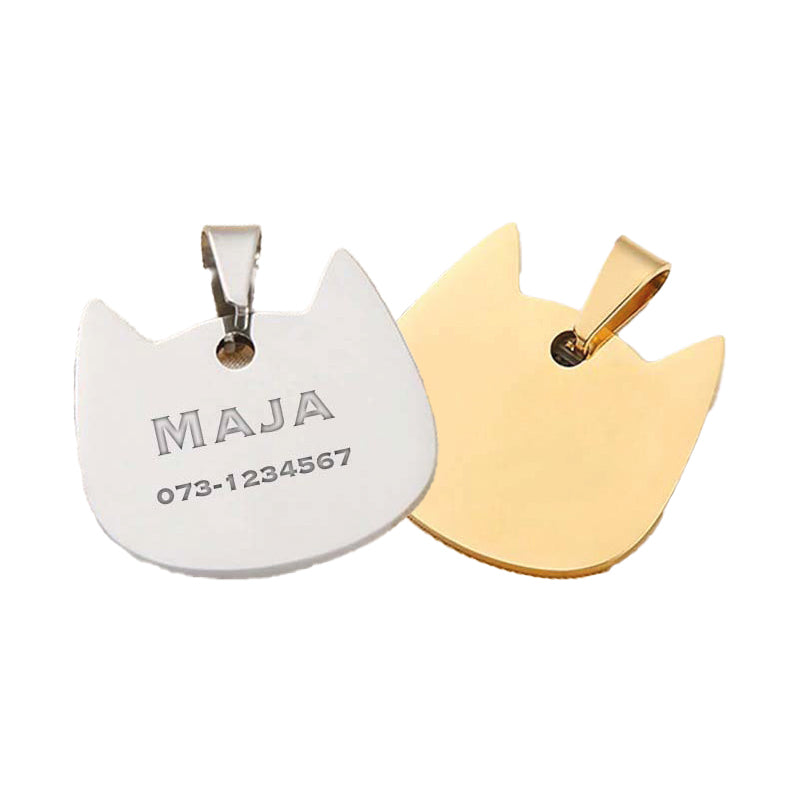 Dog tag / Cat tag with engraving - Cat shaped