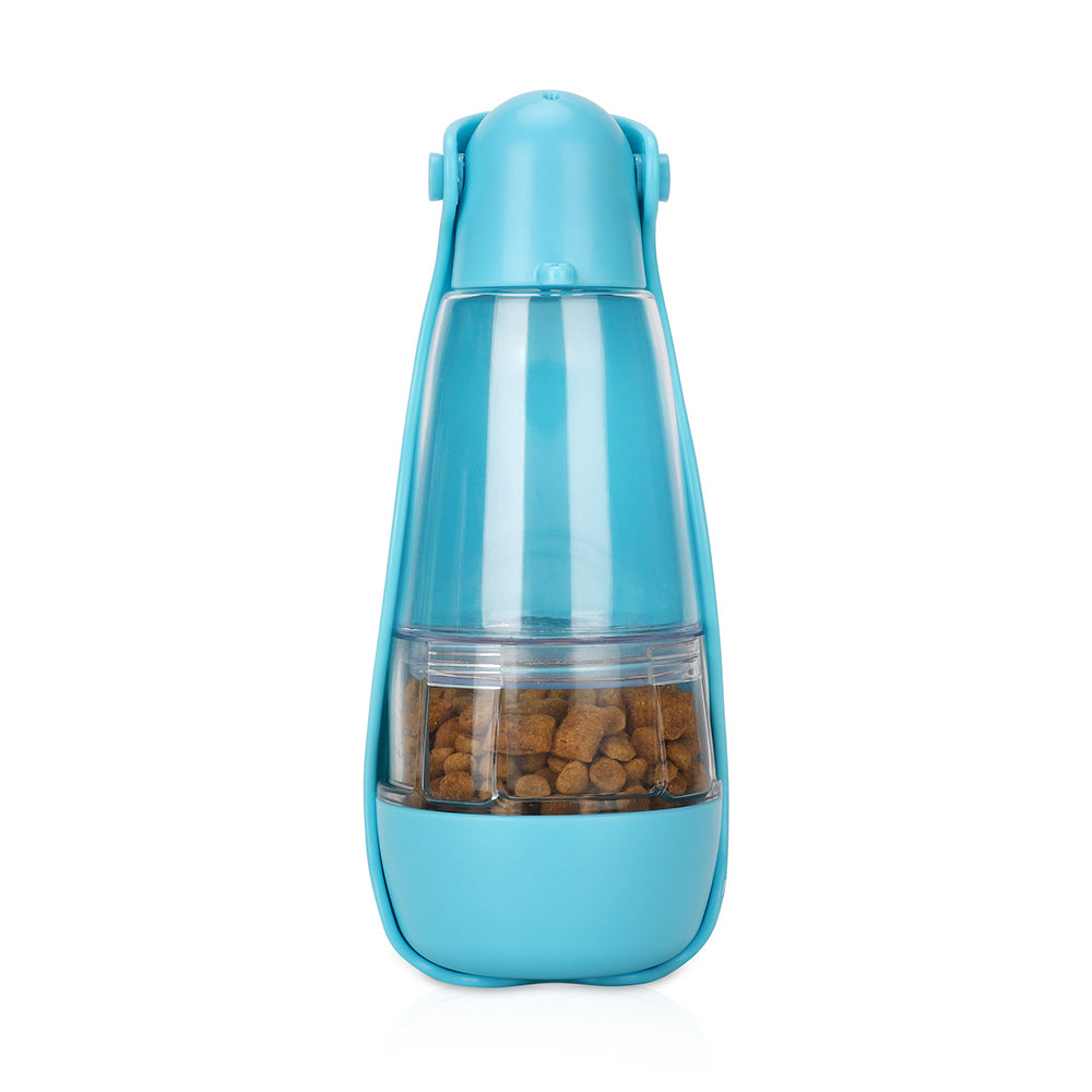 Water bottle for dogs with container and bag storage